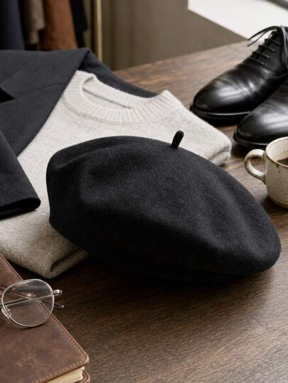 1pc Men's Beret Women's Autumn And Winter Classic Wool Blend Beret Fashion Casual Retro Painter Hat Beret Hat For Women