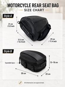 Bolsa de cola de motocicleta impermeable y expandible, bolsa de asiento trasero multifunción, bolsa de almacenamiento de silla, adecuada para viajes en motocicleta, turismo y desplazamientos, compatible con motocicletas deportivas y motocicletas cruiser, accesorios de almacenamiento - A - Ver 9