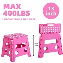 yoonispro 9/11/13 Inch Heavy Duty Folding Step Stool, Collapsible Plastic Stool With Non-Slip Design, Suitable For Kitchen, Bathroom, Bedroom, Adult Use (Blue And Pink, 1pc) - Multicolor - View 11