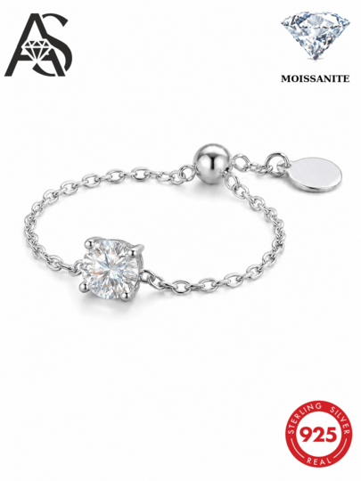 AnlaScheer 1 pezzo Anello regolabile a forma di cuore in argento sterling 925 con moissanite, placcato oro 18K, adatto per uso quotidiano delle donne, feste, anniversari, San Valentino, matrimoni e altre occasioni