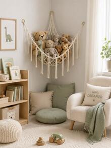 1pc Decorative Plush Doll Storage Corner Hanging Net Hammock, Mesh Hammock Fabric Storage Rack With Hooks, Suitable For Bedroom, Plush Doll Storage Hammock Net - Plush Doll Corner Decorative Hammock Net - Hanging Plush Doll Storage Rack, Large Room Decor, Bohemian Style Plush Doll Net Or Large Hammock - Multicolor - View 7
