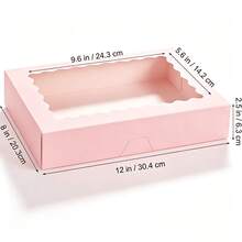 10PCS Window Bread Box, 12 X 8 X 2.5 Inches, White Large Cookie Box, Auto-Pop-Up Food Container For Pies, Cakes, Muffins, Donuts And Pastries, Party, Holiday, Wedding, Birthday - Pink - View 3