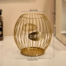 1 pieza Cápsula de café dorada - Acero inoxidable, Almacena 30 cápsulas de café, Compatible con /, También apto para almacenar bocadillos, frutas, juguetes; Accesorio decorativo para escritorio, cocina, dormitorio, regalo y decoración de Año Nuevo - Multicolor - Ver 9