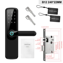 NJTY Smart Door Lock, Supports Fingerprint, Tuya WiFi App Control, Keyless Entry, Password, IC Card, Mechanical Key And Anti-Peeking Virtual Password, Suitable For Home, Apartment And Office - Black - View 11