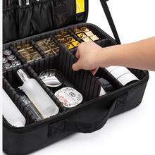 حقيبة مكياج شفافة بسعة كبيرة، صندوق تخزين مستحضرات تجميل محمول مع أقسام قابلة للتعديل، حقيبة منظم جمال للسفر - متعدد الألوان - مشاهدة 8