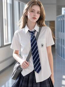 Women's Classic JK Striped Tie, Hand-Tied School Style, Dark Blue DK Uniform Shirt, Japanese Basic Style, Korean Version, Daily Accessory - Multicolor - View 2