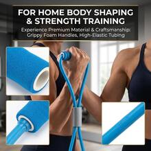 Figure 8 Resistance Band, Elastic Fitness Tube With Soft Foam Handles, Resistance Exercise Band For Yoga, Pilates, Home Gym, Strength Training, Arm, Leg, Chest & Core Workout - Blue - View 2