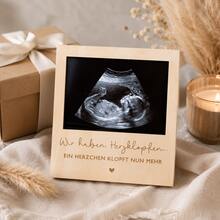 Wooden Ultrasonic Photo Display Frame, Pregnancy Announcement Commemorative Picture Frame, Baby Heartbeat Memorial Plaque, New Parents Surprise Gift, Wedding & Pregnancy Commemorative Decor - Multicolor - View 4