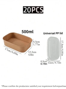 一次性紙製食物儲存容器（1個、5個或10個裝），附透明PP蓋，防塵防蟲，適用於外帶餐點、餐廳外送、戶外野餐、居家廚房、餐飲場地及旅行 - 彩色 - 查看 19