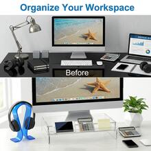 1pc Thickened Transparent Acrylic Computer Monitor Stand With Storage Space, Raised Desk Organizer, Laptop Storage Rack, Free Shortcut Key Stickers - Single Piece - View 7