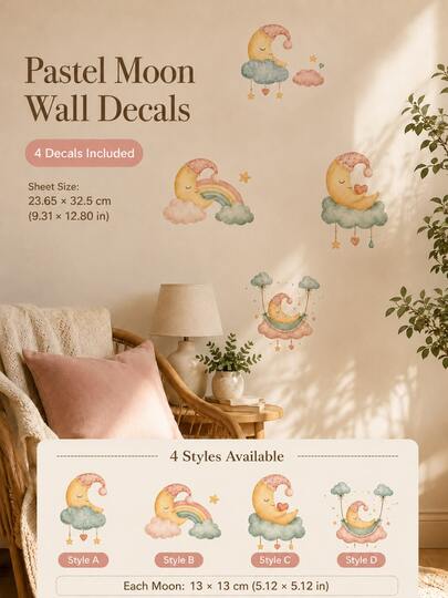 1PC Watercolor Light Switch Wall Stickers With 4 Boho Rainbow Designs, Removable Peel And Stick PVC Decals For Home Wall Decor