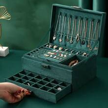 Women's Elegant Lockable Jewelry Box, Multi-Compartment Storage For Rings, Earrings And Necklaces - Multicolor - View 5