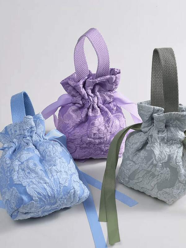1 buah Tas Kado Kanvas Motif Bunga Kecil Warna Pink dengan Pegangan, Tas Permen Mini dengan Tali Serut, Cocok untuk Souvenir Pesta Teh, Acara Bridal Shower, Ulang Tahun, Pernikahan, dan Berbagai Perayaan Lainnya