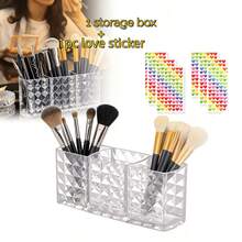 1pc 3-Compartment Transparent Plastic Desktop Storage Box - Diamond Edge Design, Durable Rectangular Makeup Brush, Stationery And Office Supplies Organizer, Fashionable Transparent Material, Aesthetic Office Accessory Storage, Suitable For Home, Office, School And Other Occasions, Home Storage - Clear - View 13