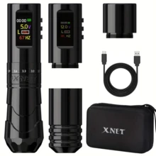 XNET 1pc Professional Wireless Tattoo Pen Machine, 7-Speed Adjustable Stroke 2.4-4.2mm, Additional Grip Body, Suitable For Tattoo Artists - Black - View 10