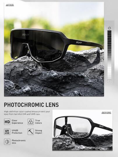 Gafas de ciclismo fotocromáticas SCVCN para mujer, que cambian de color, adecuadas para exteriores, viajes, uso diario, a prueba de viento, , adecuadas para senderismo, correr, pesca, playa y otras ocasiones, unisex, incluye 1 lente