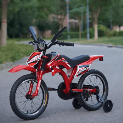 JMYXF 16 18 20 Inch Kids Bike Boys Motorcycle Bike For 3-13 Years Old Boys Girls Children Motocross Bicycle Motor Shaped Bike With Simulated Motorbike Sound Removable Stabilisers Wheels