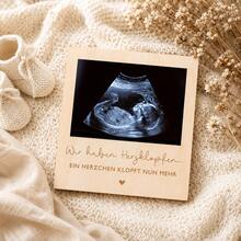 Wooden Ultrasonic Photo Display Frame, Pregnancy Announcement Commemorative Picture Frame, Baby Heartbeat Memorial Plaque, New Parents Surprise Gift, Wedding & Pregnancy Commemorative Decor - Multicolor - View 1
