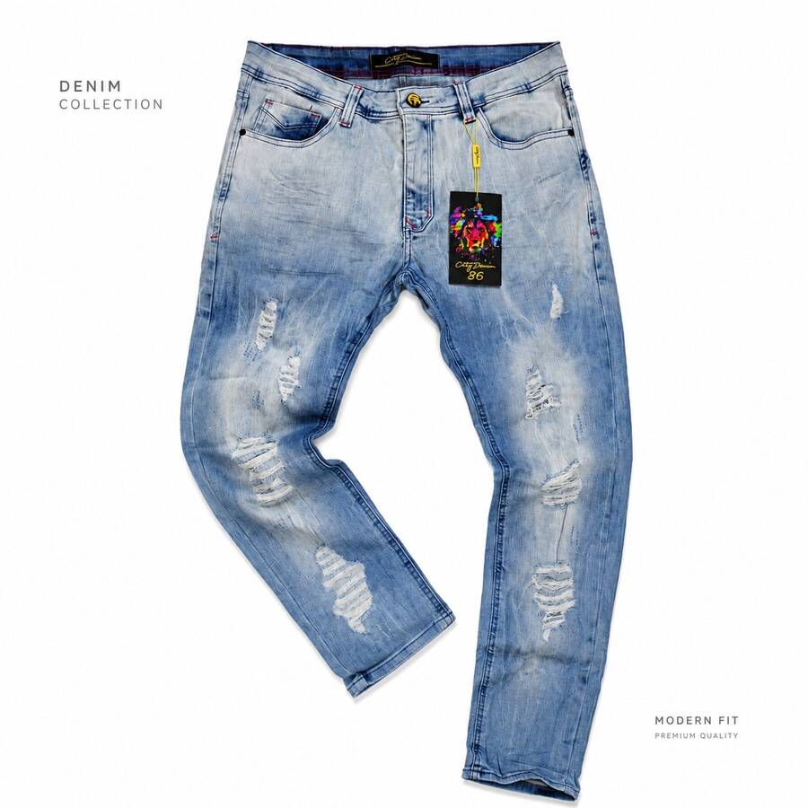 Men's Skinny Fitted Jeans With A Lengthening Effect - JO-007 - View 1