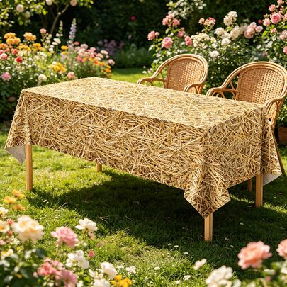 1/3 piezas Mantel desechable de plástico, Mantel de cumpleaños con tema occidental, Mantel de plástico con diseño de paja de granja, Suministros para fiesta de vaqueros occidentales, Tela de decoración para fiesta de paja de granja hawaiana, 54x108 pulgadas