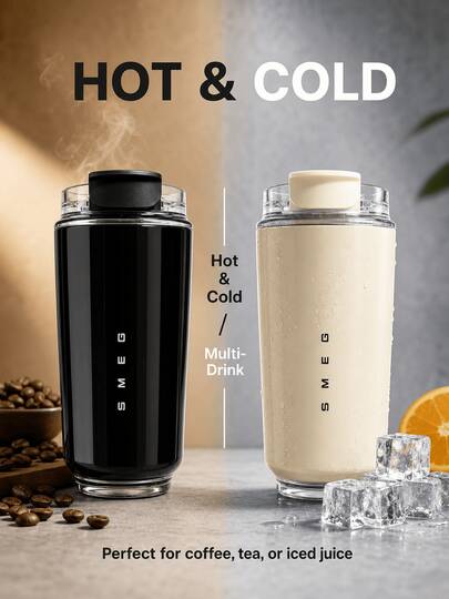 SMEGGEMS Portable 240ml Insulated Tumbler, Leak-Proof One-Handed Drinking Cup, Stainless Steel Inner Liner, Compact Coffee Travel Mug, Suitable For Bag And Car Use