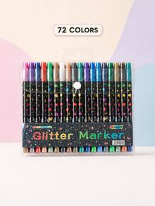96/72/48/24 Colors Dual-Tip Glitter Pens With Quick-Dry Ink - Fine Tip, Tip To Barrel, Suitable For Scrapbooking, Card Making, Journaling, 24 Colors Dual-Tip Drawing Pens - Glitter Marker Set, Suitable For S, Artists And Supplies Random, Markers, Highlighters, Student Highlighters, Highlighters, Student Supplies, Student Essentials, Back To School Basic Supplies, Colored Markers, Student Stationery. - Rectangle - View 19