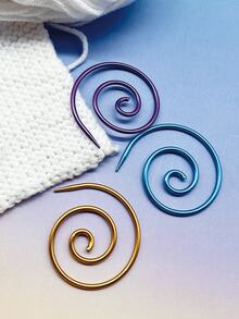 Spiral Metall Maschenmarkierer, Gelb, Blau, Lila, rostbeständig glatt wiederverwendbar, zum Fixieren der Maschenposition, geeignet für Häkeln, Stricken, Sticken, langanhaltend Nähzubehör für Strickbegeisterte - Spiralnadel - Übersicht 5
