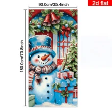 Cortina de puerta plana 2D de muñeco de nieve navideño, estilo acuarela con muñeco de nieve lindo con caja de regalo y árbol de Navidad, esquema de color rojo y azul, poliéster duradero, sin necesidad de energía, adecuado para decoración de fiesta de Navidad, se puede usar para decoración de pared, puerta y ventana interior y exterior, arreglo de ambiente festivo, hogar, centro comercial, estudio, escenas al aire libre, material de poliéster, sin necesidad de energía - A - Ver 7