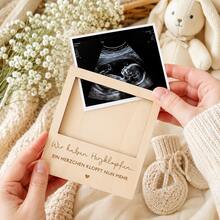 Wooden Ultrasonic Photo Display Frame, Pregnancy Announcement Commemorative Picture Frame, Baby Heartbeat Memorial Plaque, New Parents Surprise Gift, Wedding & Pregnancy Commemorative Decor - Multicolor - View 3