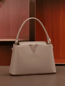 POHO Brand Customized V Handbag Medium Size Elegant Classic Fashion, Exquisite Party Matching, Gift For Female Friends, Sisters, Mothers - Khaki - View 2