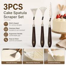 9/4/3PCS/Set Stainless Steel Cake Spatula Set - Buttercream Fondant Decorating Tools For Smooth Icing Pastry DIY Cake Decoration Angled Blade Cranked Palette Knife Cutter Scraper Filling Tool - Multicolor - View 4