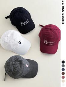 軟頂單字母刺繡棒球帽 女款春/夏新款情侶款美式風格鴨舌帽 男款設計師帽大頭圍棒球帽 灰色復古顯臉小鴨舌帽 百搭防曬棒球帽 - 棒球帽 - 查看 3