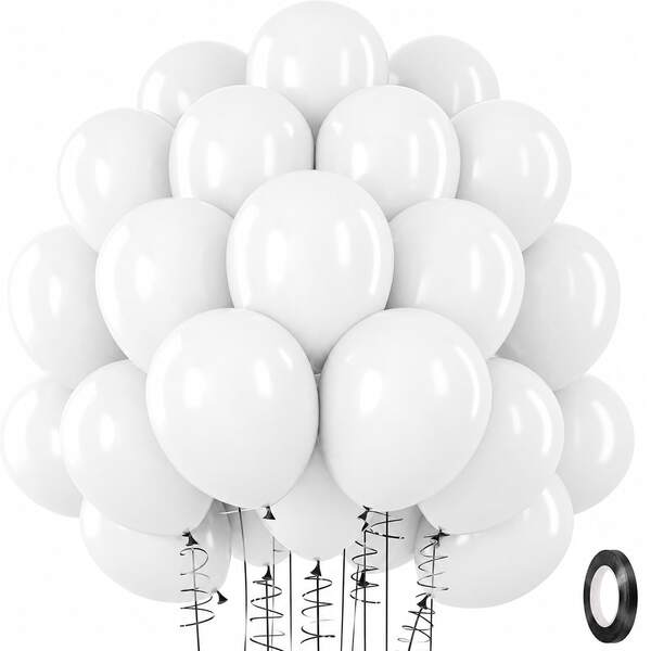 10/30/50/100pcs White 5/10 Inch Balloon Set, Deep Elegant Vintage Tones, Suitable For Weddings, Birthday Parties, Valentine's Day, Anniversary Celebrations, Proposal Ceremonies And Holiday Decorations. The Balloon Surface Is Glossy And Full, With A Delicate Texture And Rich, Non-Dull Colors, Creating A High-End Atmosphere For Romantic Or Elegant Scenes