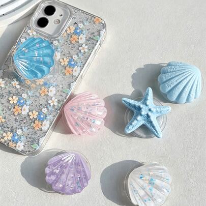 Glitter Shell Phone Stand, Expandable Transparent Phone Cas…