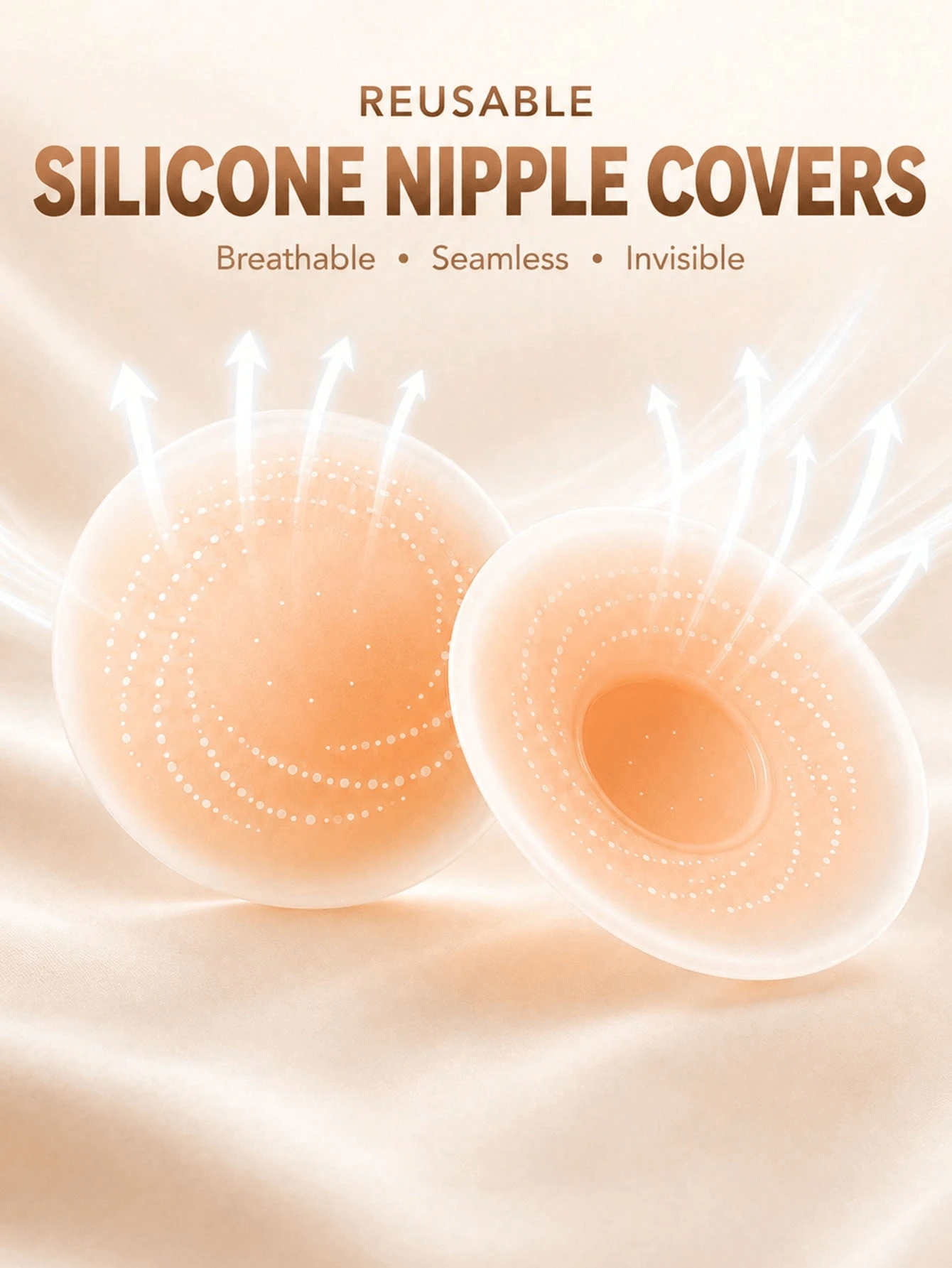 Breathable Waterproof Adhesive Nipple Covers, Reusable Invisible Ultra-Thin Breast Pads, Seamless Coverage For Backless Strapless Dresses - Multicolor - View 1