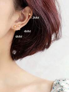 1 对 925 纯银仿宝石和锆石耳钉，时尚迷你日常百搭休闲耳环，适合女士 - 香檳色 - 查看 4