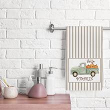 2pcs Light Brown Vertical Stripe Truck & Pumpkin Pattern Kitchen Towels, 40*60cm Soft Microfiber Tea Towels, Suitable For Home Kitchen Restaurant Outdoor Camping Tabletop Cleaning Dish Cloth Hand Towel Accessories, Autumn Atmosphere Holiday Gift - Multicolor - View 10