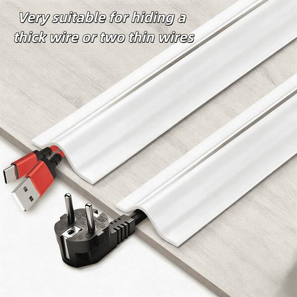 1pc Floor Or Wall PVC Cable Protector With Strong Adhesive Backing, Soft PVC Material, Designed For Carpeted Environments. Suitable For Home And Office Floor Cable Management, Hiding Cables And Preventing Tripping, Wear-Resistant Line Protection Strip, Easy To Cut And Install, Applicable For Extension Cords, Ethernet Cables, Audio Cables And More.