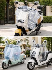 1件裝電動滑板車雨罩，透明防水擋風玻璃與儀表板保護罩，PVC把手控制面板罩，適用於電動單車、摩托車與機車，防陽光防風防塵，雛菊花朵雪花圖案，摩托車配件，汽車配件 - A - 查看 1