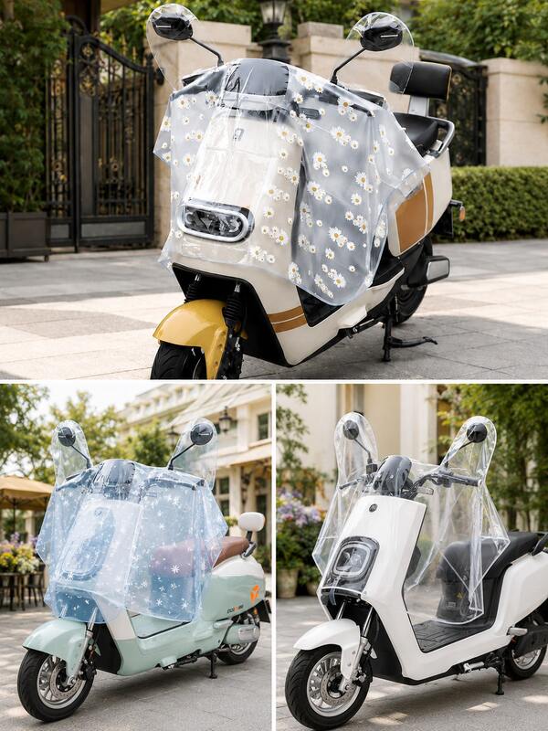 1件裝電動滑板車雨罩，透明防水擋風玻璃與儀表板保護罩，PVC把手控制面板罩，適用於電動單車、摩托車與機車，防陽光防風防塵，雛菊花朵雪花圖案，摩托車配件，汽車配件