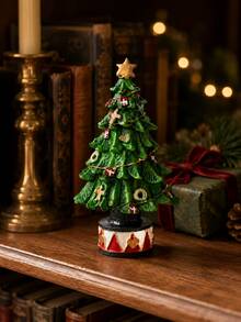 Mini Resin Christmas Tree Ornament, Vintage Christmas Desktop Decor, Hand-Painted Christmas Tree Figurine, Fireplace Mantel Bookshelf Fireplace Living Room Office Desktop Small Holiday Decoration, Holiday Home Decor Gift - 1PC - View 4