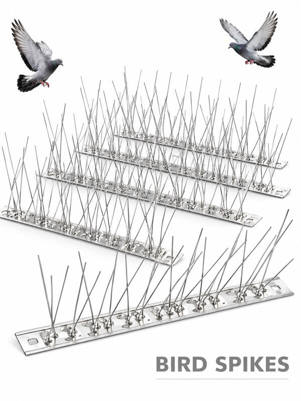 24/18/12/10/6/3/1pc Stainless Steel Bird Spikes, Flexible Bendable Base Anti-Roosting Pigeon Deterrent Strip, Humane Metal Anti-Bird Nails For Pigeons & Small Birds, Roof, Window Sill, Balcony, Fence, Gutter, Chimney, Sign, Porch & Outdoor Ledge