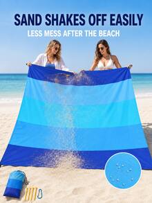 Extra Large High-Quality Anti-Sand Beach Blanket - Durable Polyester Lightweight Outdoor Mat Suitable For Camping, Hiking, Picnics, Beaches And Pools - Machine Washable All Season With Storage Bag - Multicolor - View 9