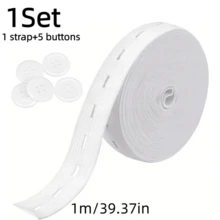 1Set/2Sets Elastic Rope, Used For Sewing, Made Of High Elasticity Knitted Tape, Designed For Tightening Waistband, Equipped With White Buttons, Perfect For Handmade Crafts - Multicolor - View 20