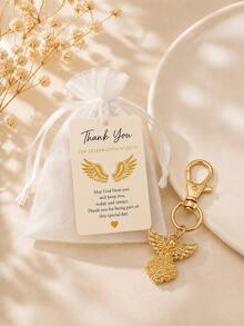 20 Sets Travel Guardian Angel Keychain Favors, Includes Organza Bags And Blessing Cards, Suitable For Baby Shower, Gender Reveal, Birthday, Baptism, Anniversary And Guest Return Gifts - Gold - View 8