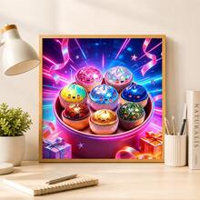 Rainbow Dumpling DIY Diamond Painting Mosaic Craft, 5D Full Round Diamond Painting Product, Suitable For Desktop Decoration And Dining Table Decoration, Handmade Set Home Decor Gift Unique Design, Holiday Party Diamond Painting Set Perfect Creative Art Holiday Gift Frameless - Rainbow Dumplings - View 6