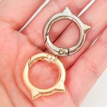 2/4/6 Pcs Cat Ear Spring Ring Keychain Metal Shaped Spring Clip, Convenient Keychain, Dog Clip, Openable Handbag Strap Connector, Outdoor Camping Hiking Accessories, Suitable For DIY Lanyard Dog Clip, Metal Shaped Keychain Bag Clip Hook Dog Chain Clip Metal Plum Heart Combination Keychain Spring Ring Bag Accessory Hook Clip Press Open Button - Multicolor - View 4