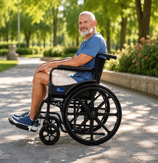 Silla de Ruedas Plegable  Ortopédica Respaldo Abatible Ruedas Grandes y Accesorios para Movilidad para Mayor Comodidad Cuenta con ruedas traseras todoterreno de 24 pulgadas Z-OR255C1