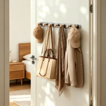 Drill-Free Wall-Mounted Coat Hook Bar, Self-Adhesive Heavy Duty Hanging Hooks, Multi-Functional Door Back Storage Rack, Suitable For Entryway, Hallway, Closet, Bathroom And Bedroom Storage - A - View 6