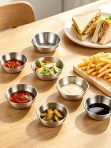 1pc 304 Stainless Steel Sauce Dish, Dipping Bowl, Condiment Dish, Seasoning Bowl, Round Stainless Steel Seasoning Bowl, Mini Small Bowl, Soy Sauce Container For Home Kitchen - Multicolor - View 4